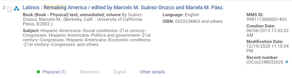 Repository search result for Latinos: Remaking America with an NZ icon