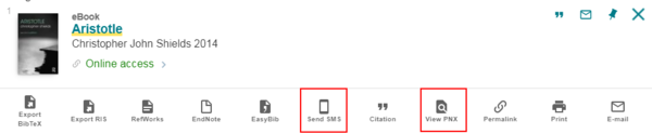 Custom action in a Primo record for Send SMS