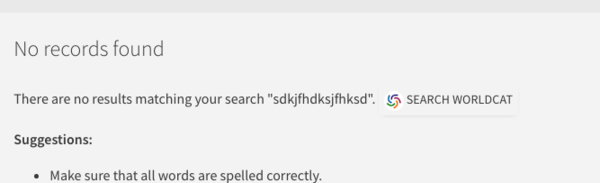 No records found message in Primo.