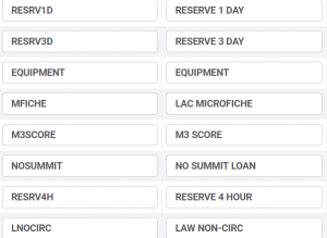 Screenshot of an item policies code table in Alma.