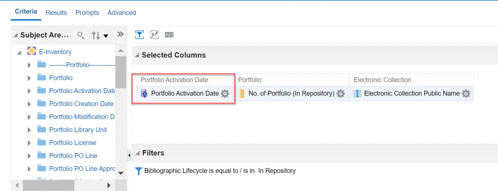 Analytics Criteria tab showing the Portfolio Activation Date column.