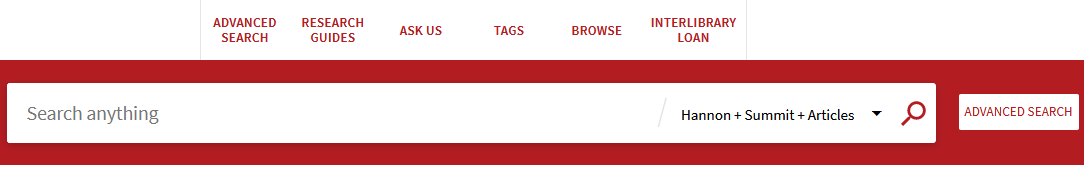 Primo search bar with the slot dropdown showing.