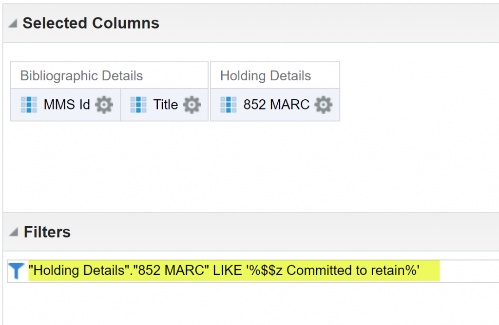 Analytics filter with an SQl query.