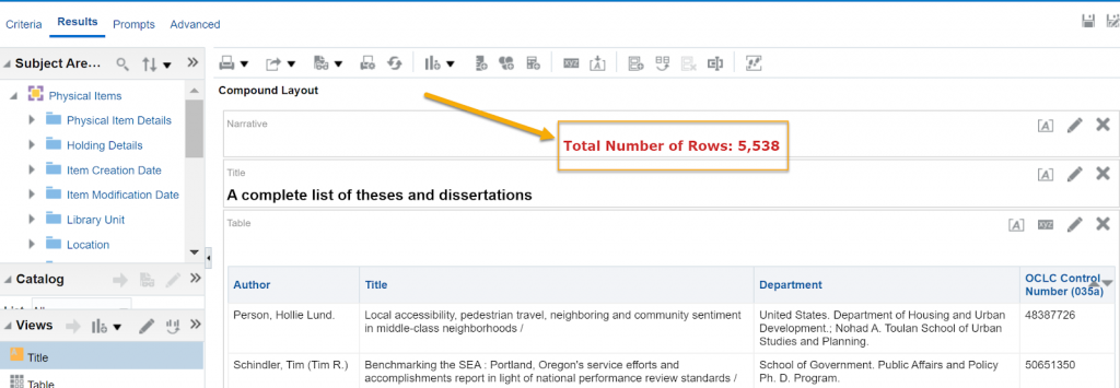 Results tab with Total Number of Rows: 5,538 at the top