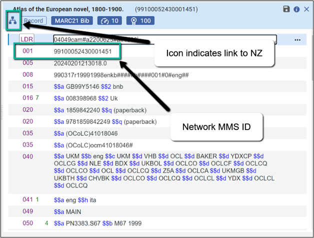 restored record in metadata editor